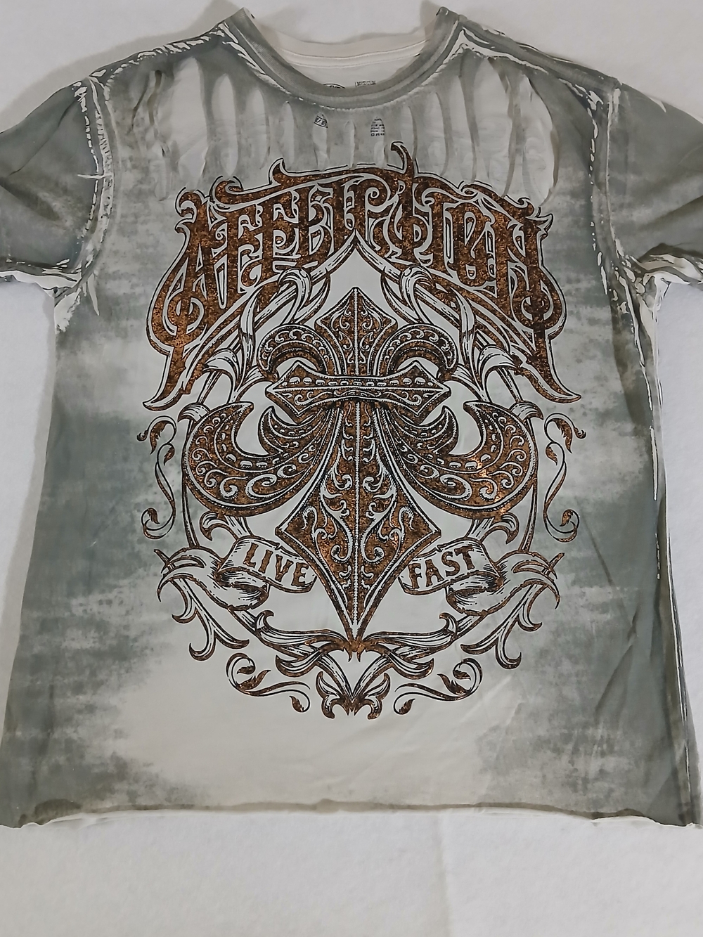 Affliction Live Fast Fleur-de-Lis Graphic Tee - Green & Brown